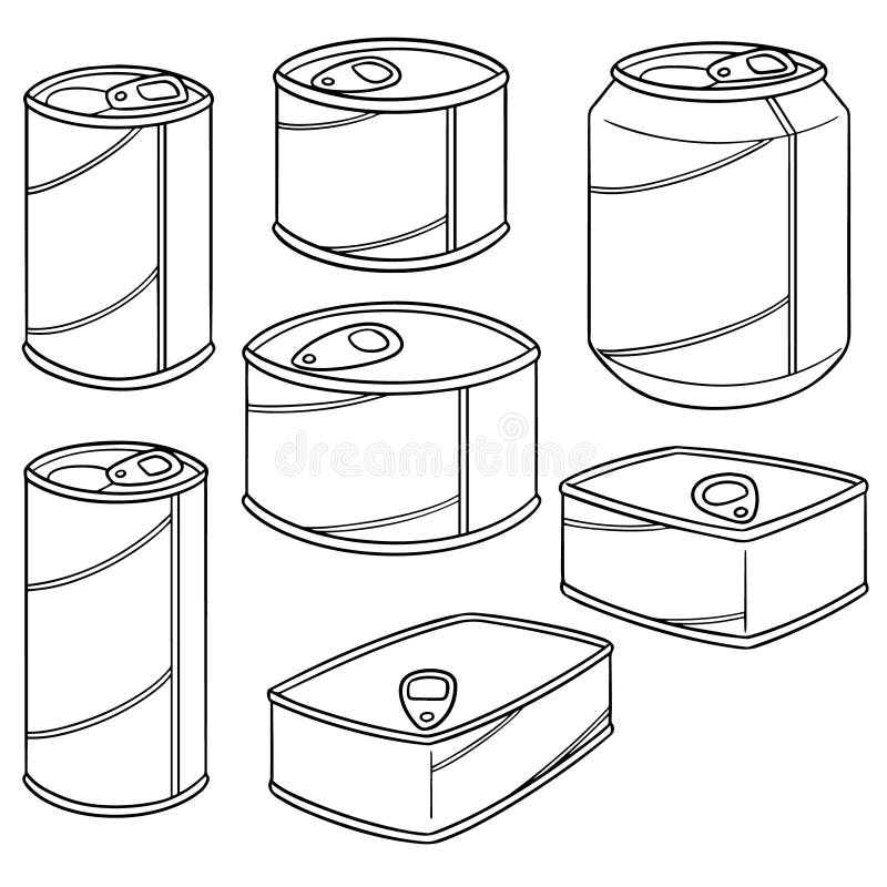 Vector set of can stock vector. Illustration of canned - 119229728