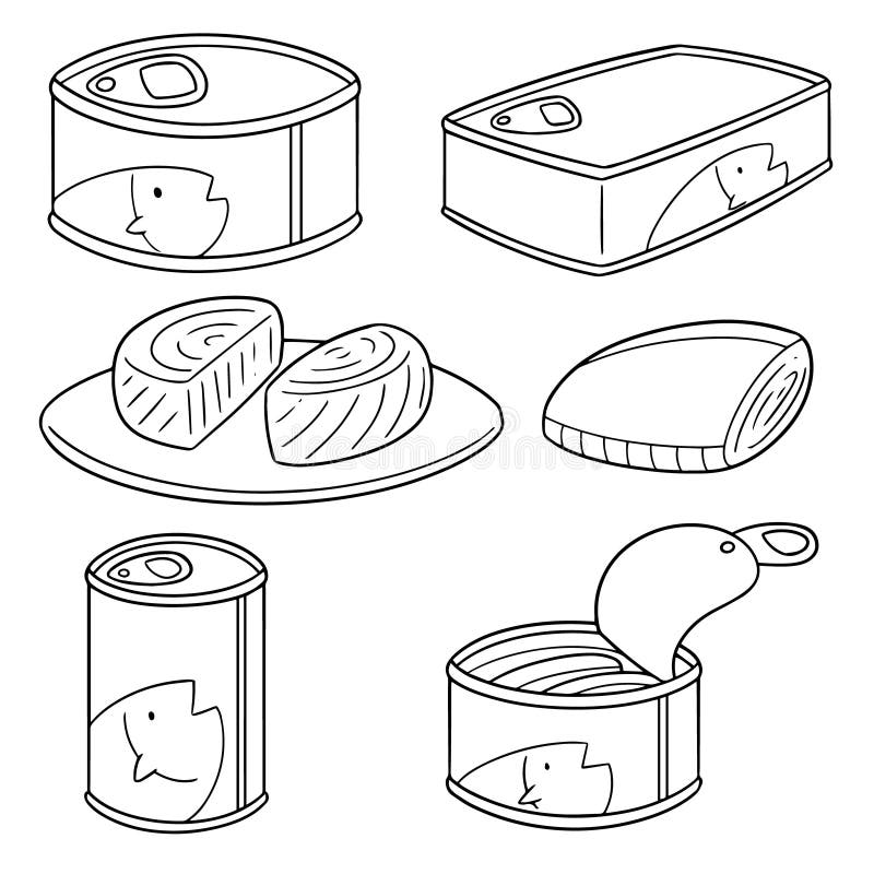 Vector set of canned fish stock vector. Illustration of diet 118686359