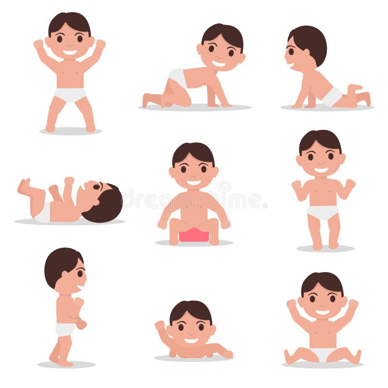 Vector Set Cartoon Child Toddler. Baby Learns Walk Stock Vector -  Illustration of collection, flat: 80215259