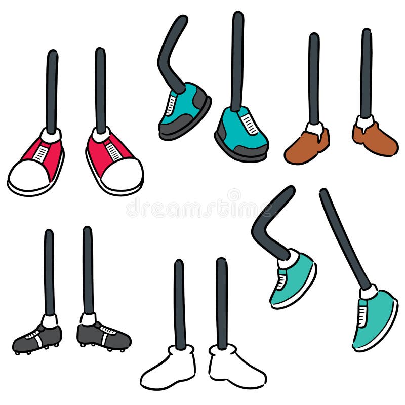 Vector set of cartoon leg stock vector. Illustration of footwear ...