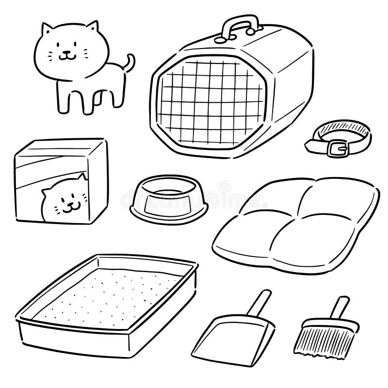 Vector Set of Cat Accessories Stock Vector Illustration of deco