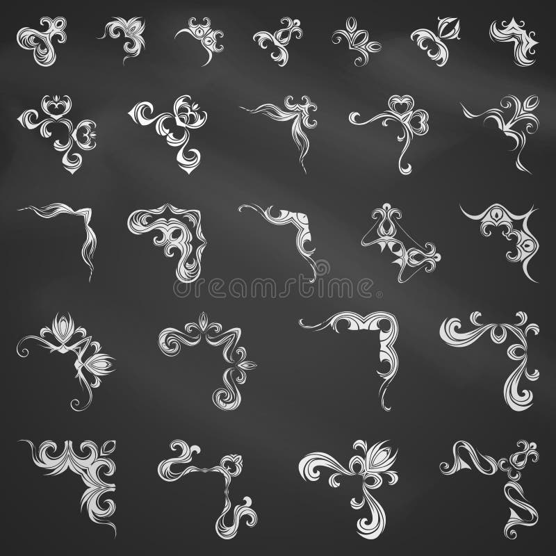 Vector Set of Chalk Corner Page Decorations. Stock Vector