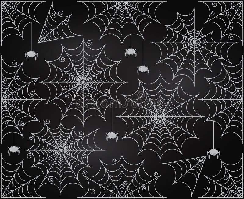 Vector Set of Chalkboard Style Cute and Creepy Spiderwebs and Cobwebs. Spiderwebs vectors