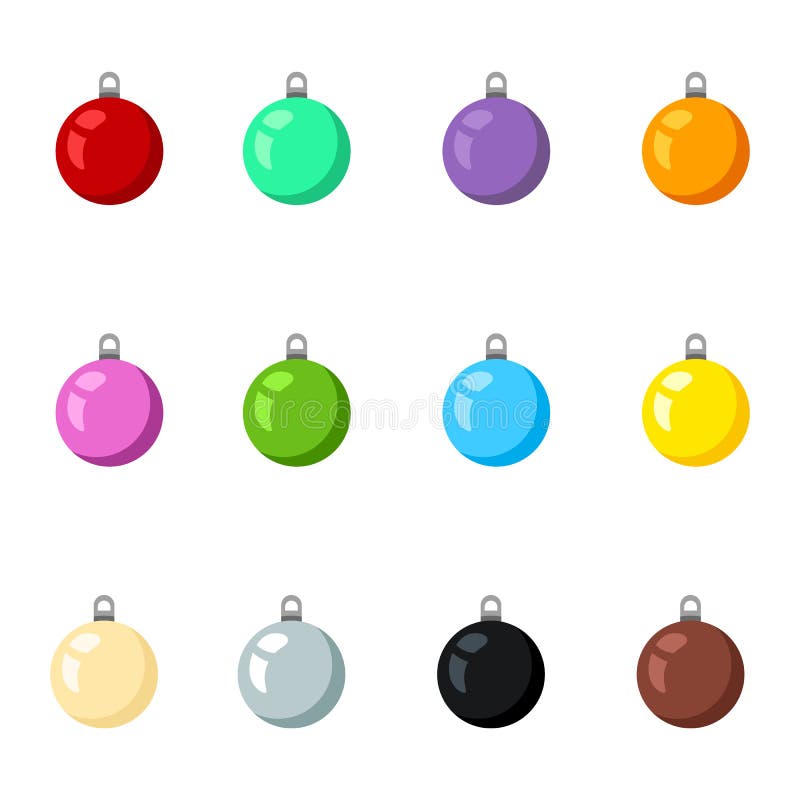 Vector Set of Christmas Decoration - Color Balls for Christmas Tree ...