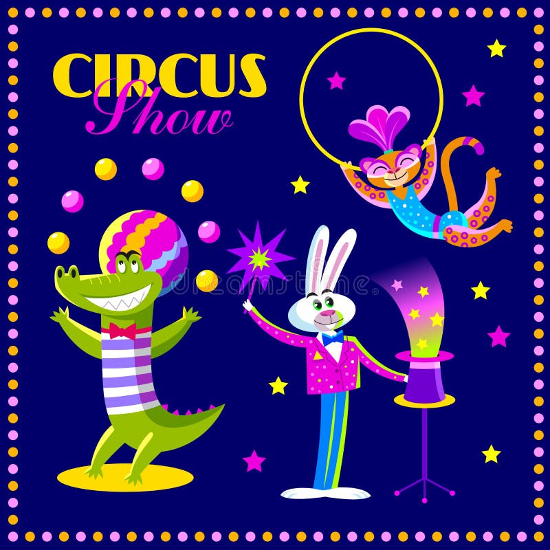 Vector set of circus animals.