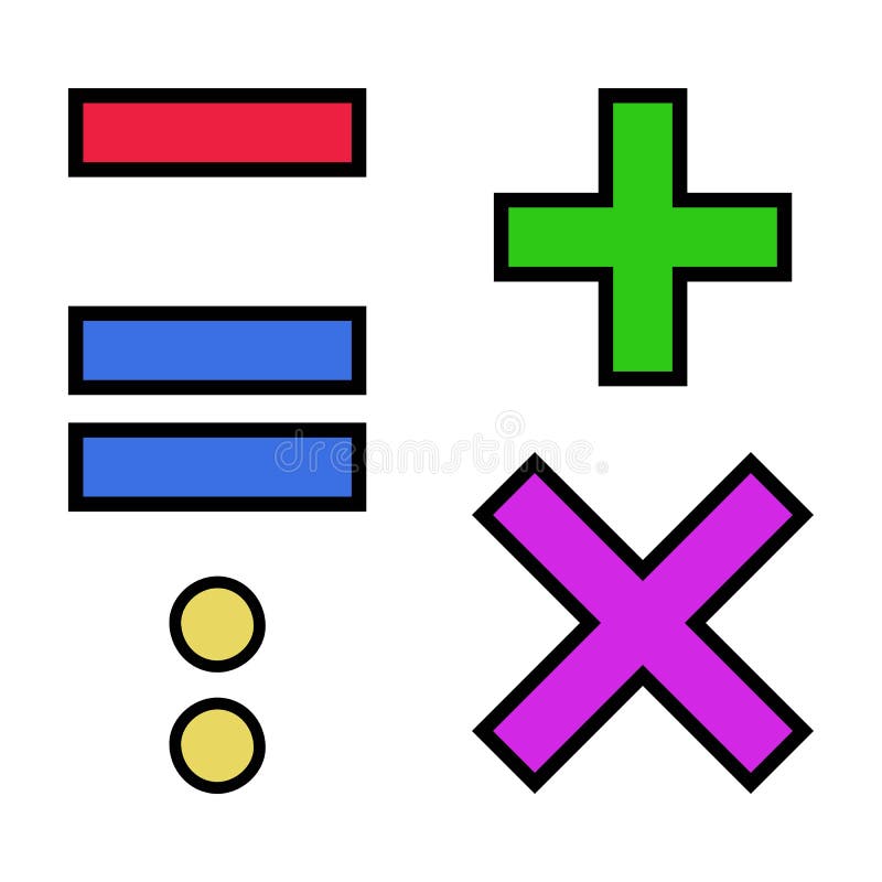 The Vector Set of Colorful Arithmetic Signs Add, Subtract, Multiply ...