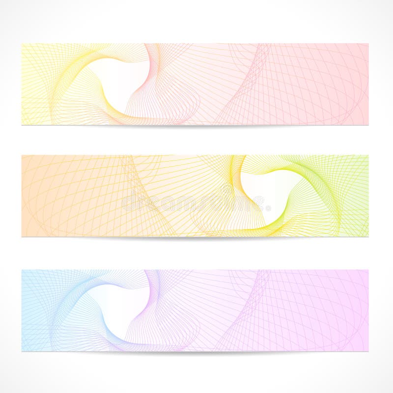 Vector set: Colorful Banners. Curve pattern