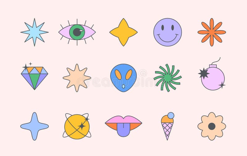 Y2k Inspired Cute Symbols - Y2k Aesthetic - Posters and Art Prints