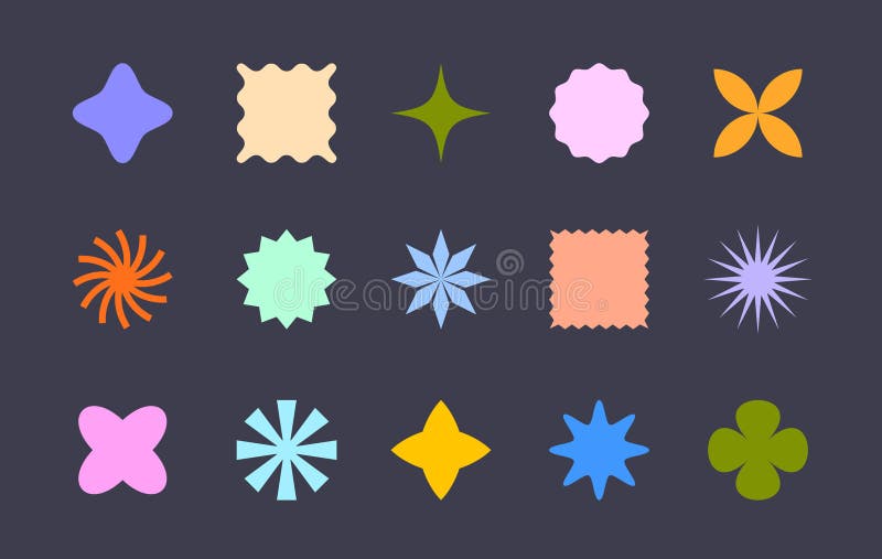 Vector set of geometric shapes with mesh gradient background