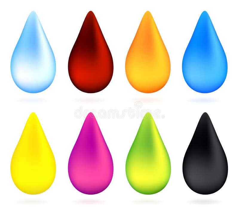 Vector set: Colorful water drop vector illustration