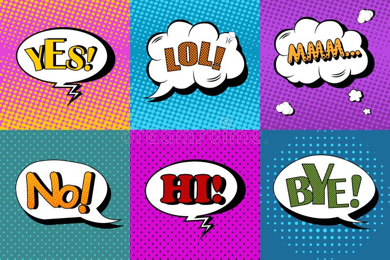 Vector Set Of Comic Speech Bubbles In Pop  Art  Style 