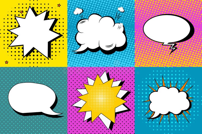 Vector Set Of Comic Speech Bubbles In Pop  Art  Style 