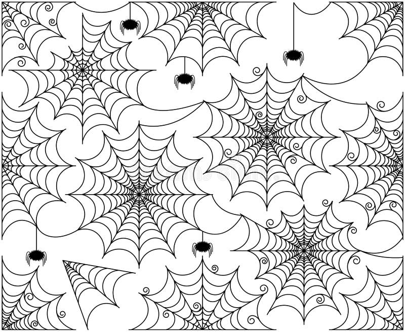 Vector Set of Cute and Creepy Spiderwebs or Cobwebs. Spiderwebs illustrations