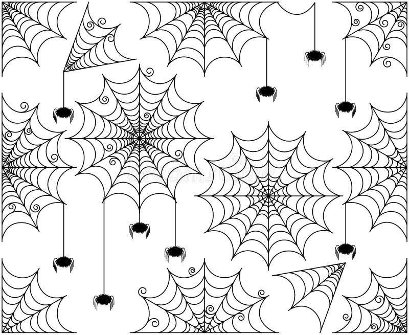 Vector Set of Cute and Creepy Spiderwebs or Cobwebs. Spiderwebs illustrations