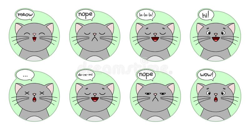 Vector Set of Cute Funny Emoticons Cats. Emoji Cats Set. a Set for Social Networks, Messenger and Chats Stock Vector - Illustration of collection, funny: 197718562 Vector Set of Cute Funny Emoticons Cats. Emoji Cats Set. a Set for Social Networks, Messenger and Chats Stock Vector - Illustration of collection, funny: 197718562