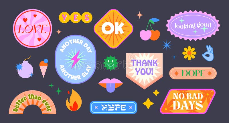 Vector Set Of Cute Fun Templates With Frames,patches,stickers In