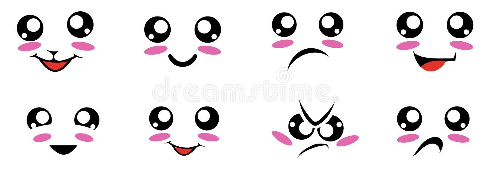 Kawaii Cute Faces, Kawaii Emoticons, Adorable Characters Design Stock  Illustration - Illustration of eyes, face: 81978185