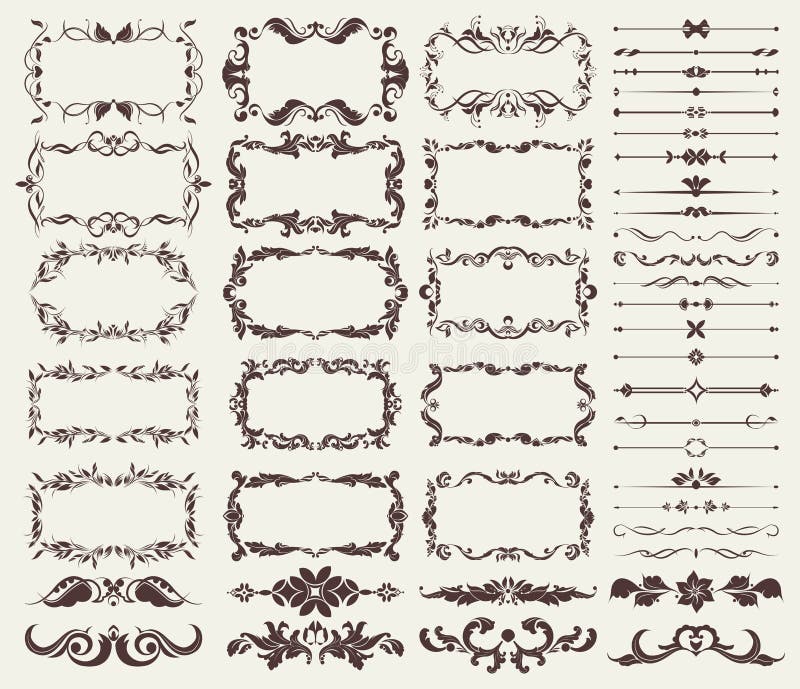 Vector Set of Decorative Elements for Borders, Frames, Dividers, for ...