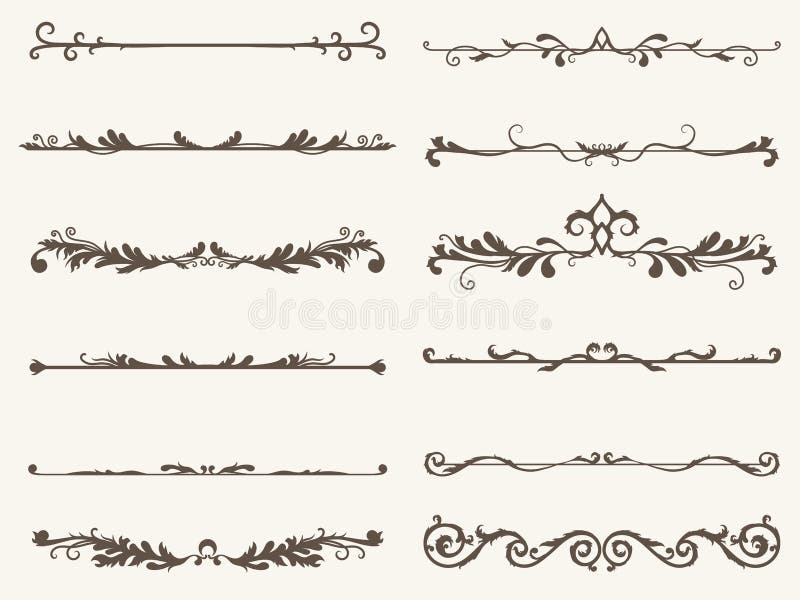 Vector set of decorative elements, frame and line vintage style