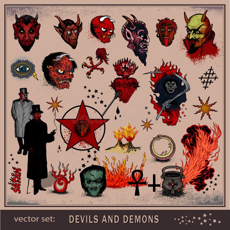 Vector set of devils and demons