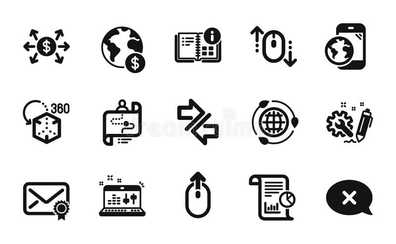 Vector set of Dollar exchange, Engineering and Sound check icons simple set. Vector royalty free illustration
