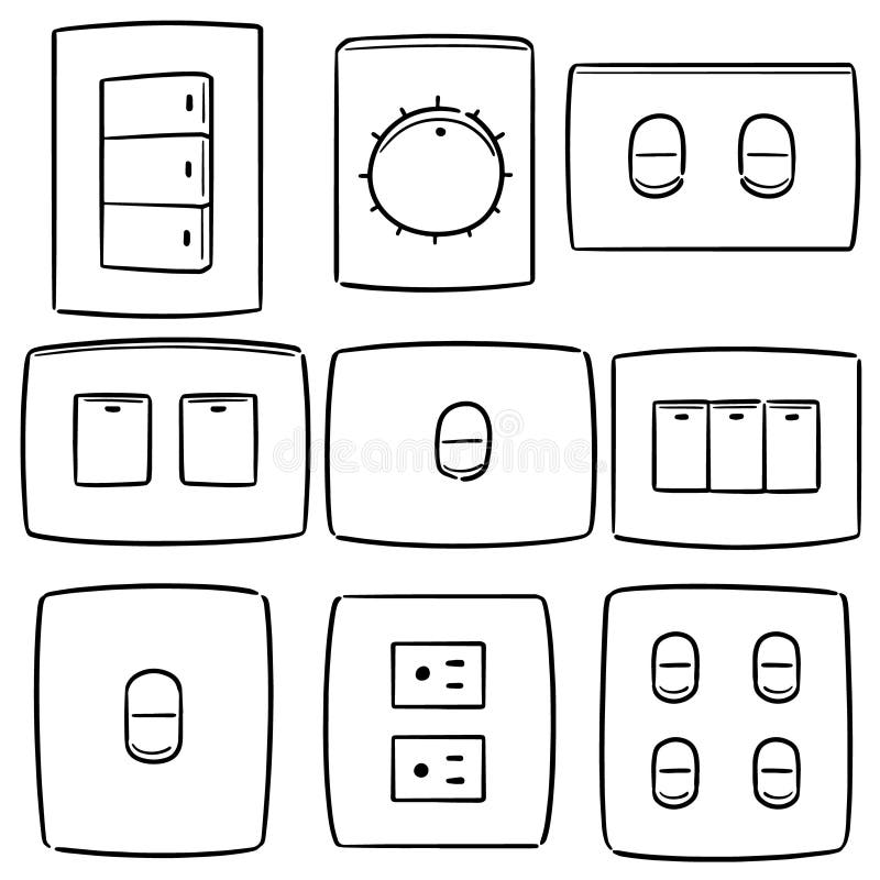 Vector Set of Electric Switch and Plug Stock Vector Illustration of