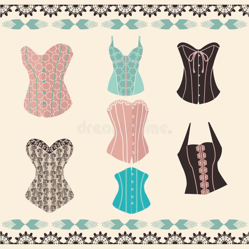Collection of Lingerie, Panty, Bra and Body Stock Illustration