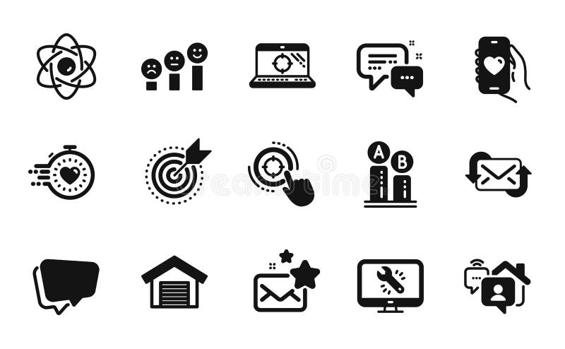 Vector set of Favorite mail, Target purpose and Refresh mail icons simple set. Vector stock illustration
