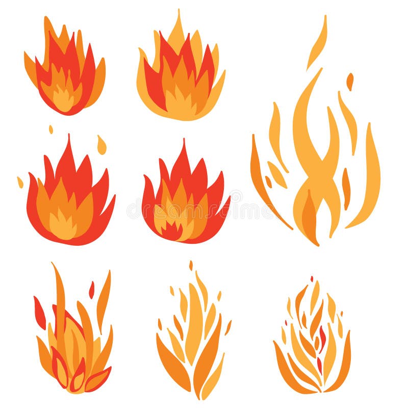 Vector Set of Flame. a Collection of Stylized Fires. Abstract Fire