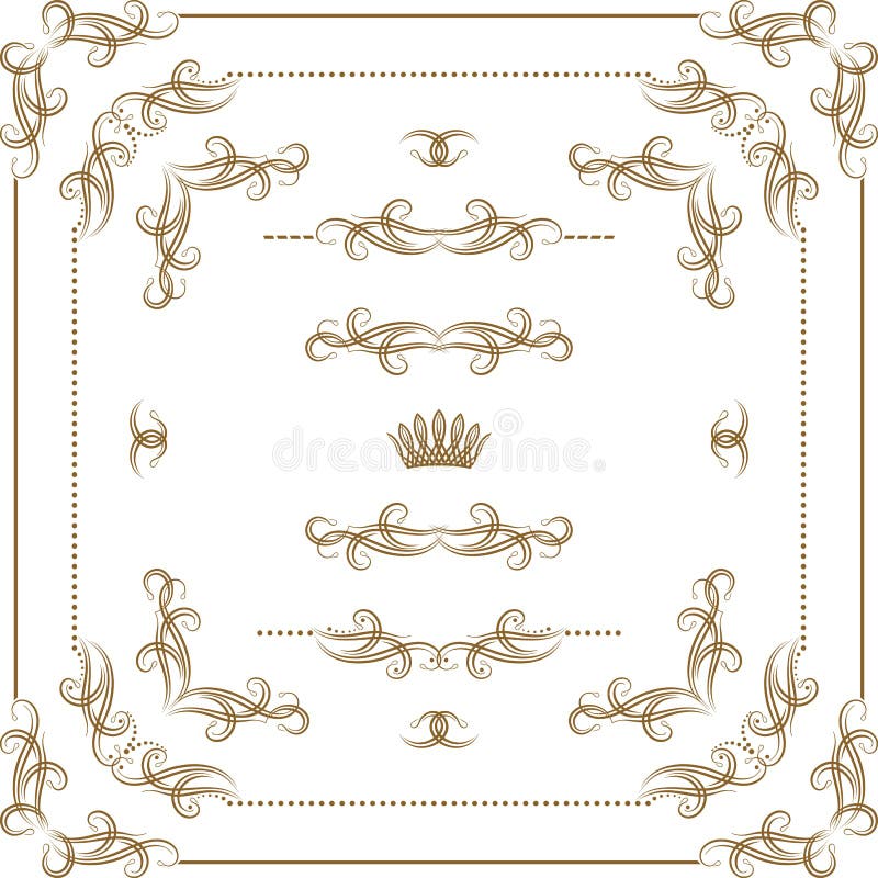 Vector set of gold decorative borders, frame