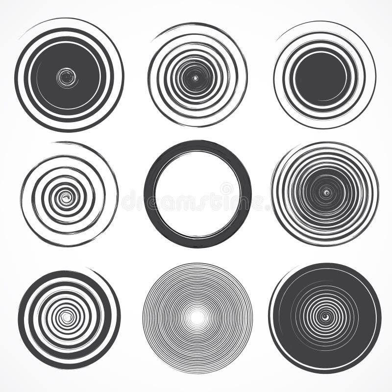 Vector set di colore nero, grunge cerchio tratti di pennello per le icone, elementi di design, i dischi di vinile.