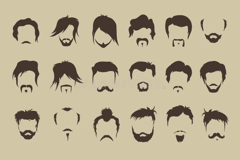 Vector set. hair, mustache, beard men retro. Cartoon chop vectors