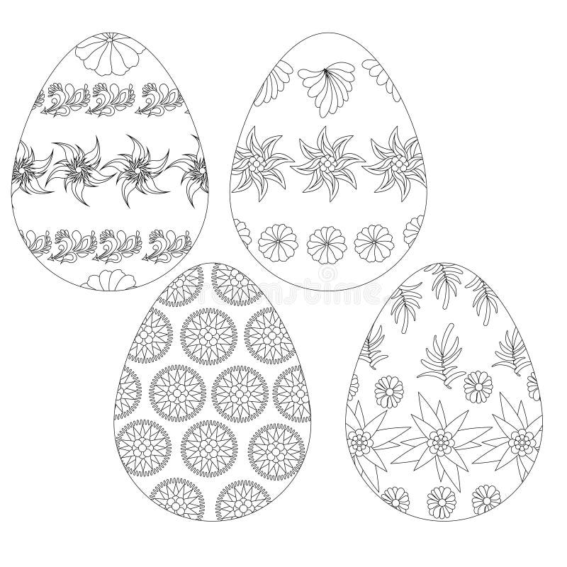 A Vector Set of Hand Drawings Easter Eggs Collection Isolated on