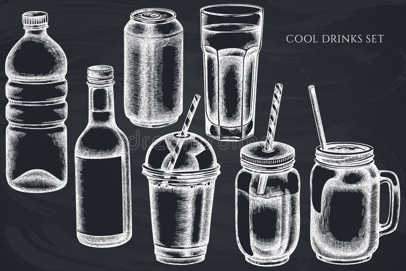 Smoothies drinks glasses set Royalty Free Vector Image