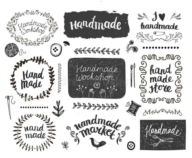 Handmade logo craft knitted product Royalty Free Vector