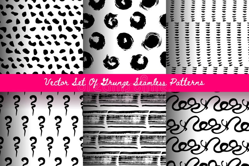Vector Set Of Hand Drawn Grunge Seamless Patterns royalty free illustration Vector Set Of Hand Drawn Grunge Seamless Patterns royalty free illustration