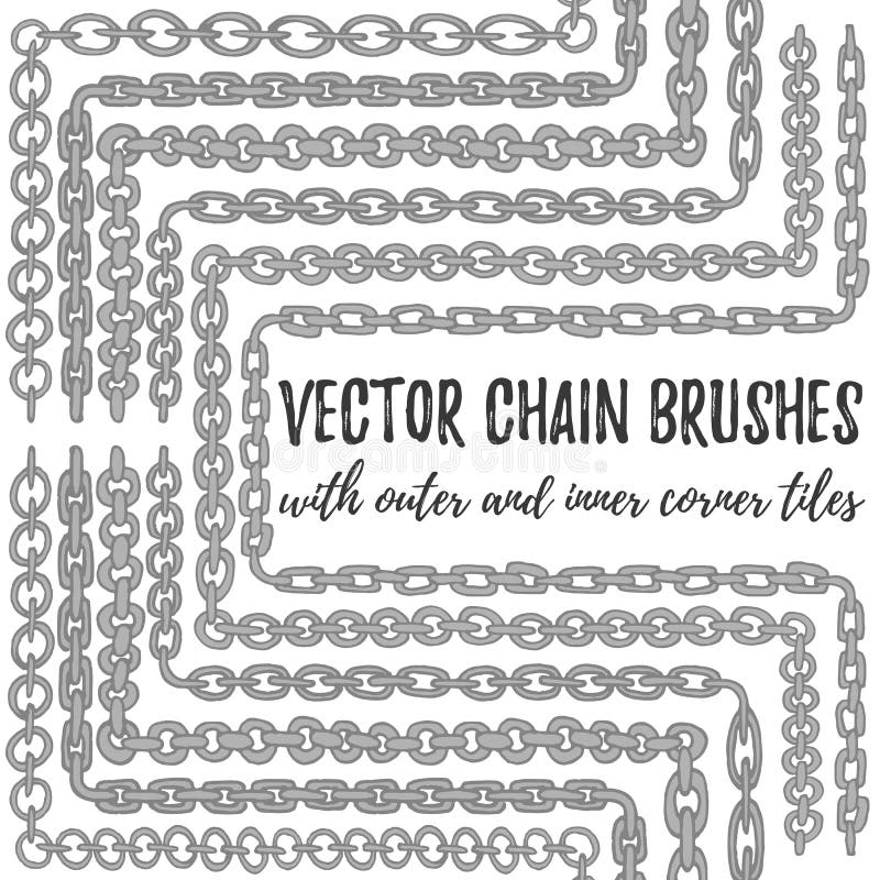 Vector set of 6 hand drawn silver Chain brushes royalty free illustration Vector set of 6 hand drawn silver Chain brushes royalty free illustration