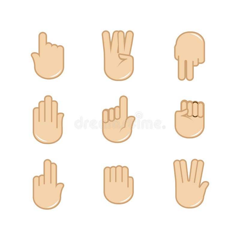 Vector Set of Hand Gestures Icons. Sign Language. Stock Vector