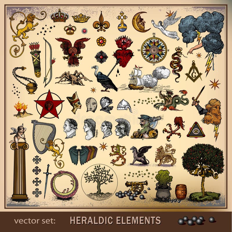 Vector set of heraldic elements