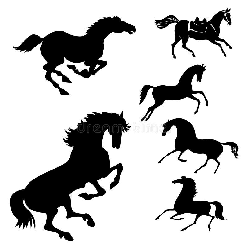 Vector set of the horses stock vector. Illustration of field 19687650
