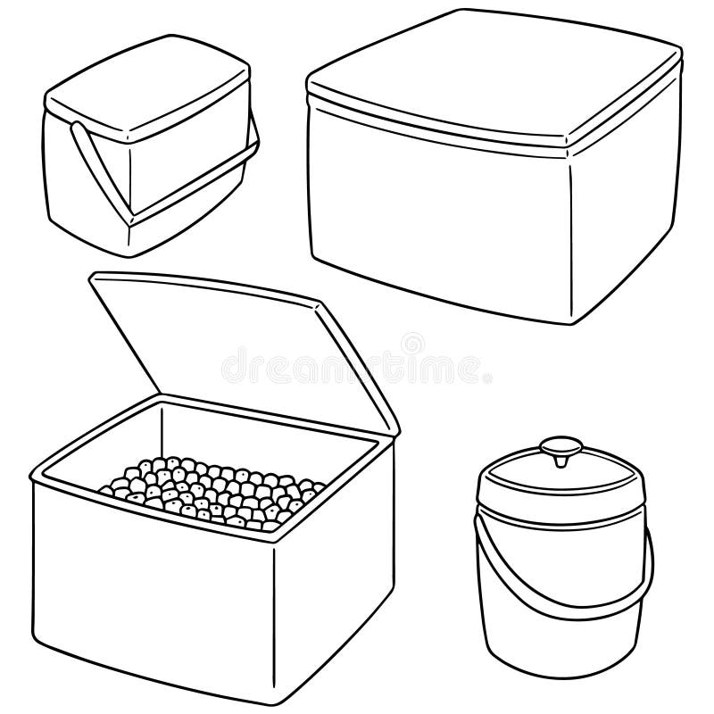 Vector Set of Ice Box and Ice Bucket Stock Vector Illustration of