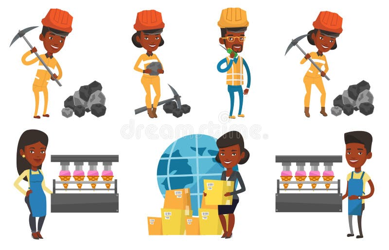 Download Vector Set Of Industrial Workers. Stock Vector - Illustration of black, delivery: 83713639