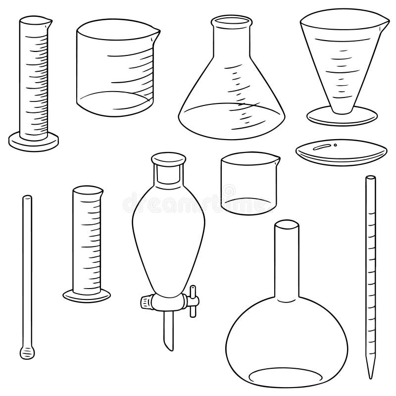 Vector Set of Laboratory Glassware Stock Vector Illustration of