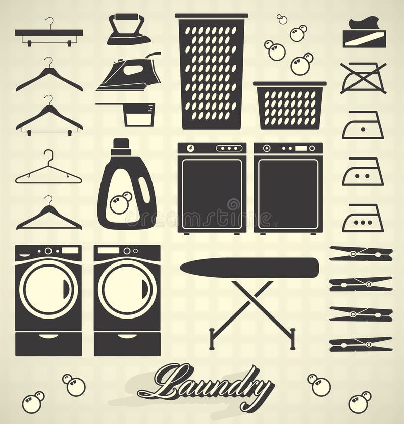 Vector Set: Laundry Room Labels and Icons vector illustration Vector Set: Laundry Room Labels and Icons vector illustration