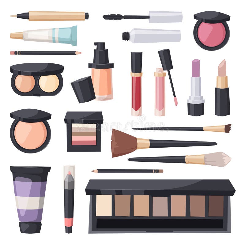 Vector set make up brushes and beauty fashion cosmetic icon.