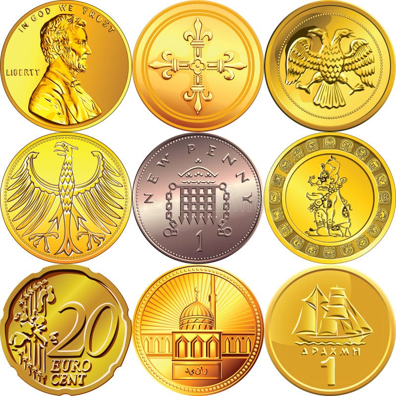 Vector Set money coins of different countries