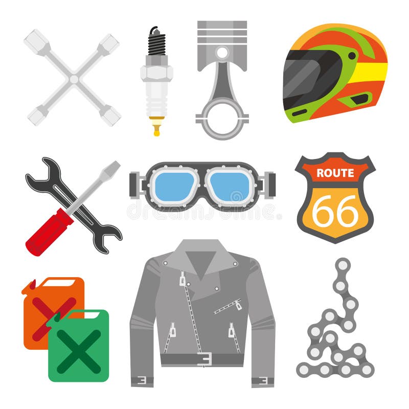 Motorcycle Accessories Stock Illustration - Download Image Now