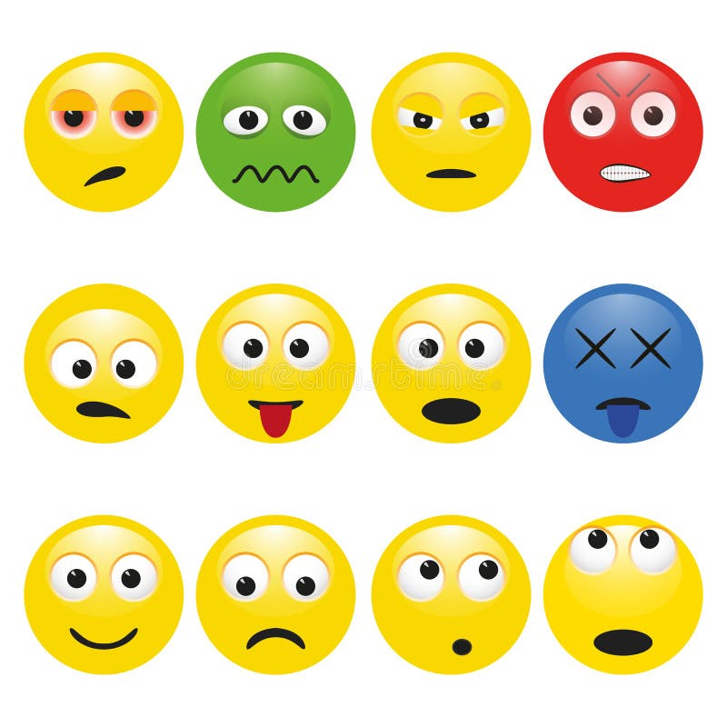 Vector Set Multicolored Smileys With Emotions Stock Vector ...