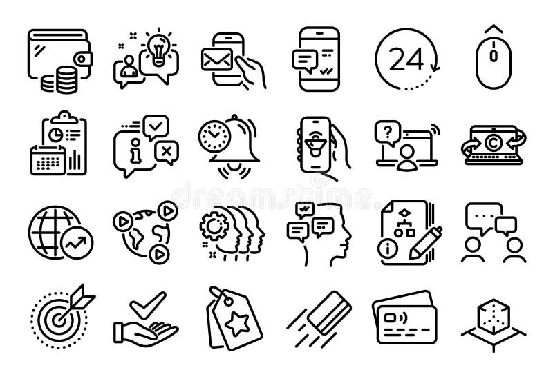 Vector set of Music app, Idea and Algorithm line icons set. Vector royalty free illustration