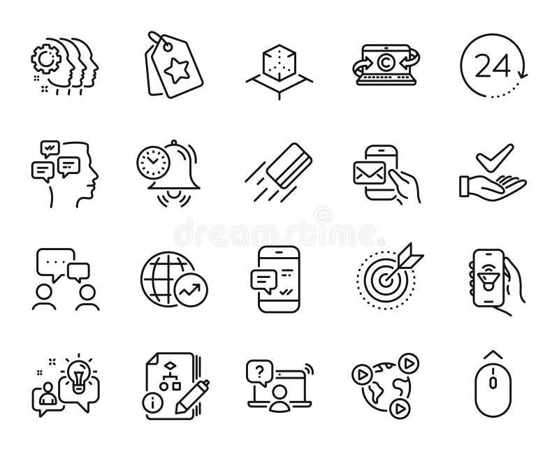 Vector set of Music app, Idea and Algorithm line icons set. Vector royalty free illustration